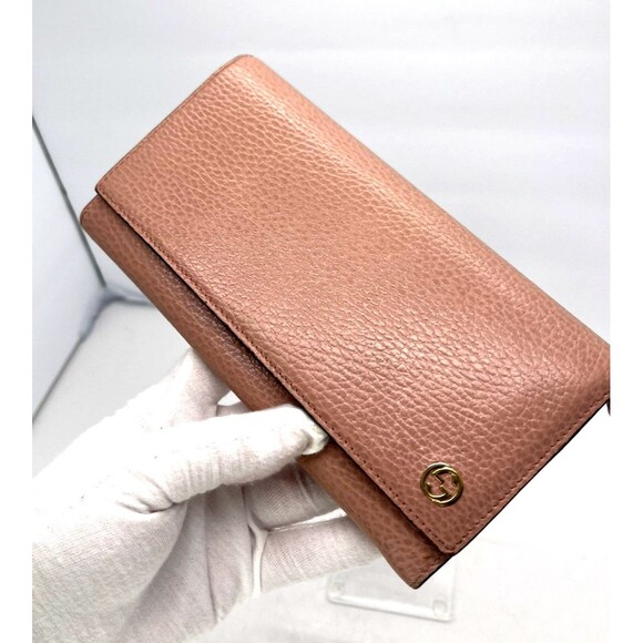 Gucci Handbags - GUCCI Interlocking G Pink Leather Long Bifold Wallet credit card zipper 2BJ3533